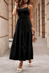 Crossover Backless Bodice Tiered Maxi Dress